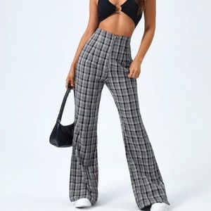 Zip Fly Slit Hem Flare Pants